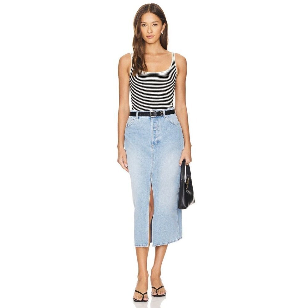 ROLLA'S Chicago Midi Denim Skirt in Old Stone Vintage Blue Womens Size 25